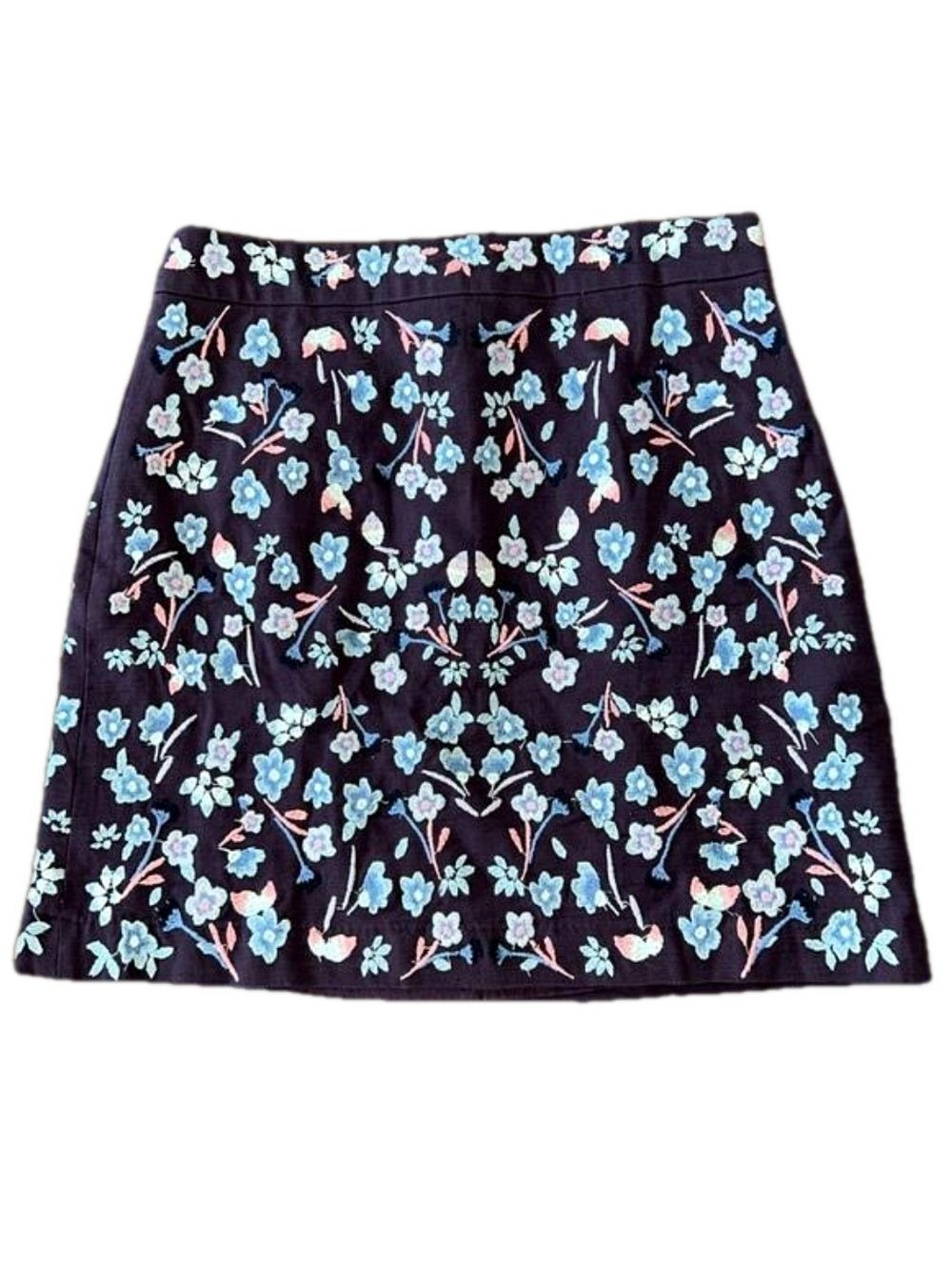 NWT: Loft: Embroidered, Maroon Skirt: Size 2